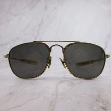 American Optical Vintage Aviator Sunglasses Gold Tone Metal Frame Bayonet Temple