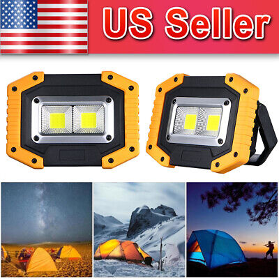 Portable 30W COB LED Work Light Rechargeable Flood Light Outdoor Camping Lamp
