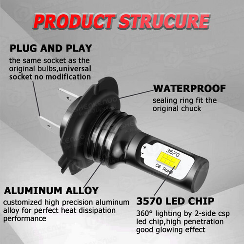 For Ford Focus MK4 2018-2023 Super White High/Low Beam LED Headlight Bulbs Set - Picture 8 of 13