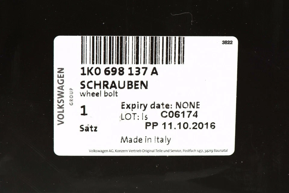 OEM 1998-2020 Volkswagen Lockable Wheel Bolt Set Jetta Passat GLI Golf CC NEW - Image 4 of 4