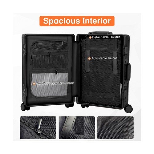 All Aluminum Carry On Luggage,Hard Shell Carry On Luggage, Zipperless Lug - Picture 6 of 8