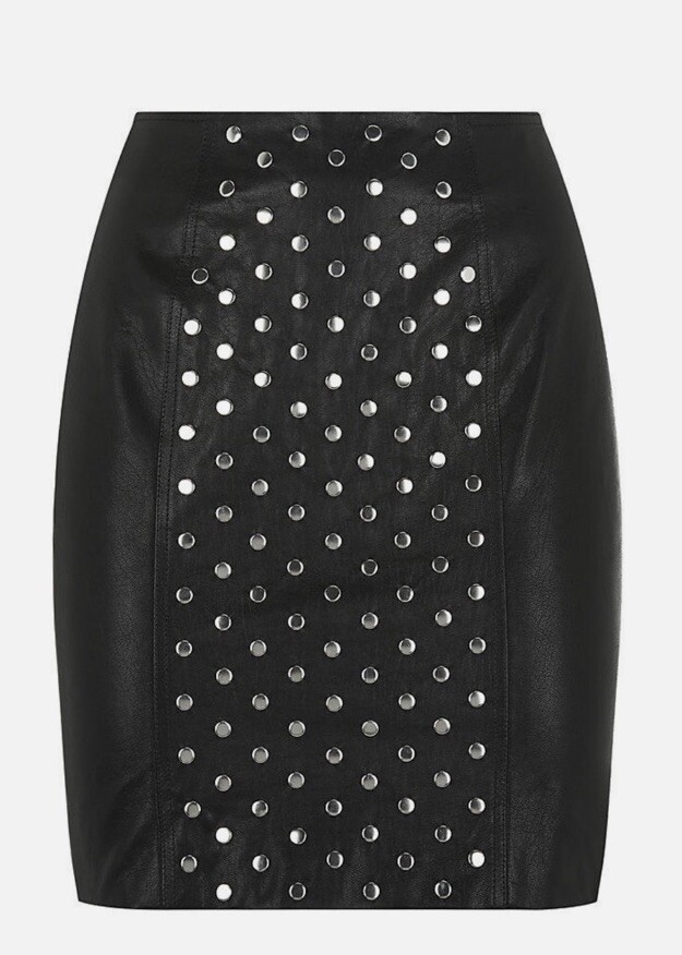 SAINT LAURENT minigonna in pelle con borchie colore nero taglia FR 34