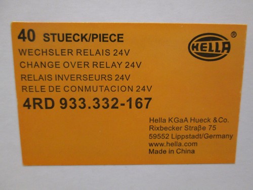HELLA 4RD 933 332-16 4RD933332-167 24V 10/20A AUTOMOTIVE CHANGE OVER RELAY NEW - Picture 5 of 5