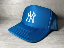 NEW YORK YANKEES TURQUOISE HAT 5 PANEL HIGH CROWN TRUCKER SNAPBACK VINTAGE