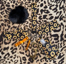 Sunflower Print Safety Keychain Set