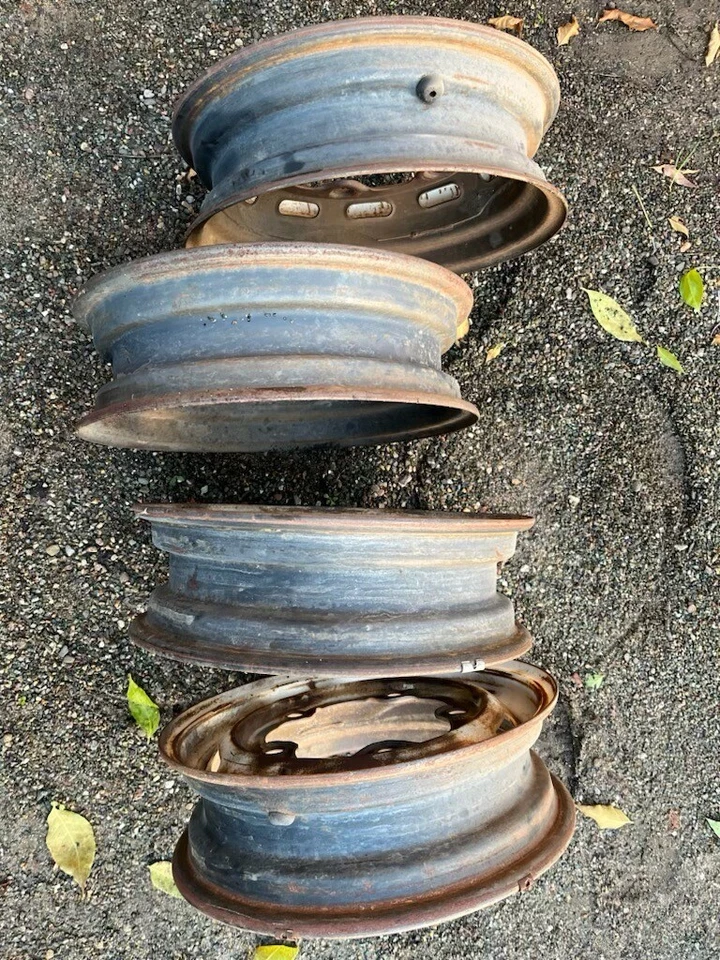 NICE SET OF 4 USED ORIGINAL VW BUS 14 INCH STEEL WHEELS WIDE 5 - Изображение 4 из 4