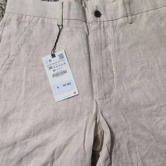 ZARA BELTED LINEN SHORTS SIZE 38 8288/750/052