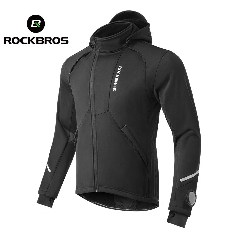ROCKBROS Men's Cycling Jacket, Winter Fleece Thermal Windproof Soft Wind Coat  - Image 2 of 4