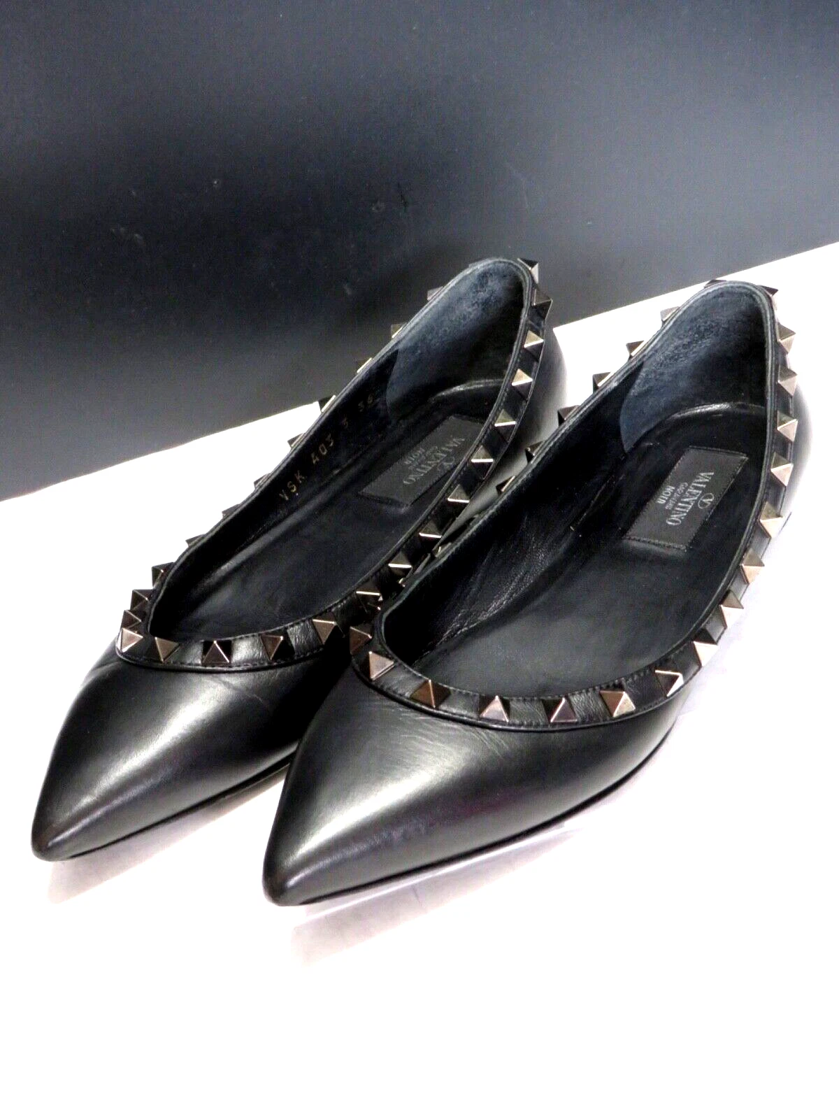 VALENTINO GARAVANI NOIR scarpe ballerine ROCKSTUD in pelle nera TG 36