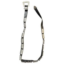 Chico's Studded Belt Womens Medium Black Rhinestone Crystal Adjustable Buckle