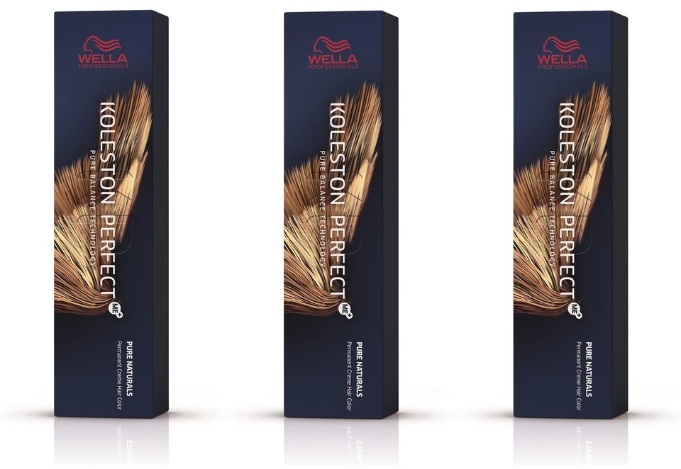 3x Wella Professionals Koleston Perfect Me+ Pure Naturals Dunkelbraun 3/0 60 ml