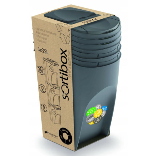 Set Mülltrennbehälter Sortibox 3x25L Sortierbehälter für graue Abfälle Müll - Afbeelding 1 van 2