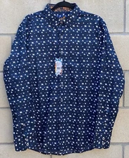 New Robert Graham Tesoro Button Up Shirt Size L Paisley Check Print Flip Cuffs