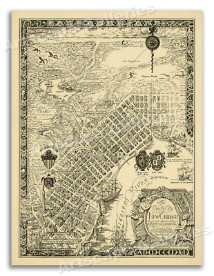The Creole city of New Orleans 1930 Pictorial Map Poster Mardi Gras - 18x24