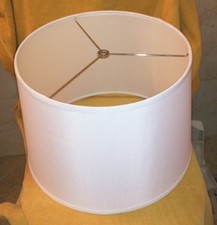 White Linen Finish Drum Shape Lampshade 15 inches wide by 10 inches high