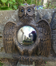 Design 1960 - Miroir Sorcière porte clés  - Verre Bombé - Forme Chouette Hibou