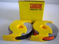 2 Labelon Embossing Tapes Black 3/8" x 12 Ft. / New in Cartridge