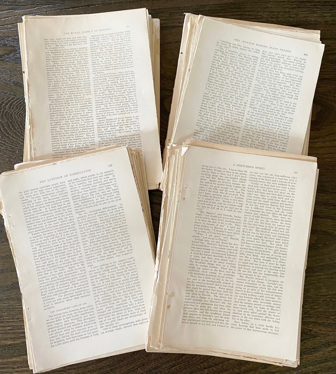 100!Antique c1890s TEXT Pages~Vtg Junk Journal,Scrap Art,Aged Old 