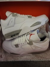      Nike Air Jordan 4 Retro Shoes White Oreo Tech Gray Men's DS Size 12      
