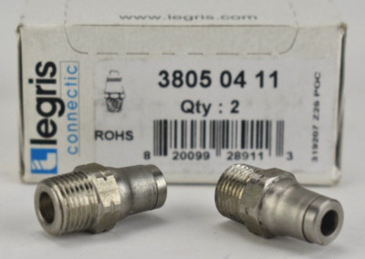 NEW Legris 3805 04 11 Stainless Steel Push-to-Connect Fitting - 1/8'' NPT X 4mm