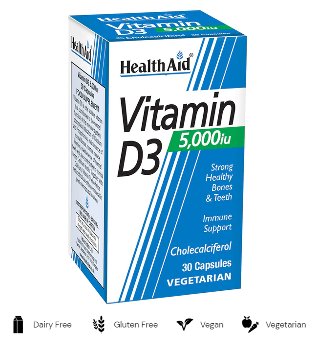 HealthAid Vitamin D3 5000iu - 30 Vegicaps NEW UK Stock