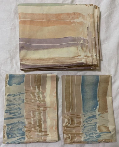 Mary McFadden Martex Windrifts Sheet Pillowcases & Full Flat Abstract Flaws Read