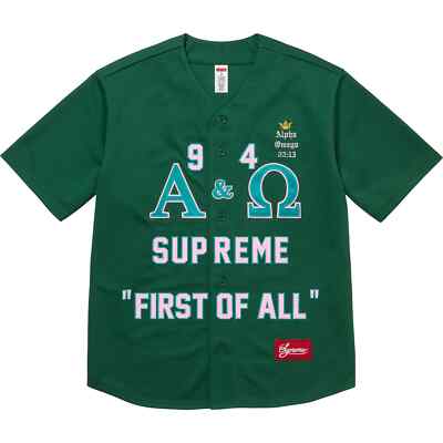 Supreme Alpha Omega Baseball Jersey Black White Orange Green Supreme Alpha Omega Baseball Jersey Black White Orange Green