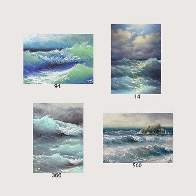 LOT AD is 4 ACEO ART PRINTS NAUTICAL SEASCAPE Ocean Night Moon PACIFIC Storm