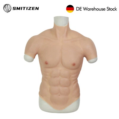 Smitizen Kurzarm Silikon Oberkörper Muskelanzug Herren Kostüm für Halloween Cos