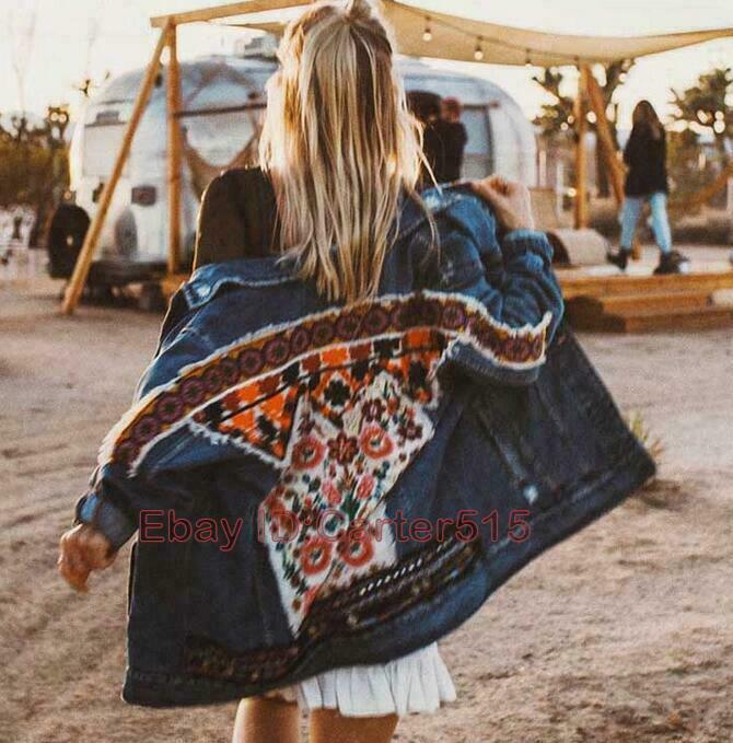 ALTRA giacca jeans donna primavera boho impreziosita denim autunno giacca cappotto outwear