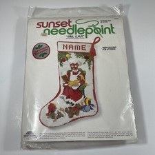 Vtg Sunset Needlepoint 1979 MRS. Santa CLAUS Christmas Stocking Kit 16  Sealed