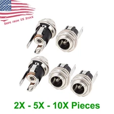 DC Power Supply Metal Jack Socket Female Panel Mount Connector 5.5 x 2.1mm