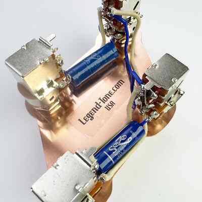 Gibson Les Paul JP (Page) Wiring Harness 500k Push/Pull Pots - Sozo Blue Caps