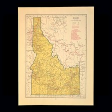 Vintage IDAHO Map Railroad Depot Towns Boise Pocatello Union Pacific RR