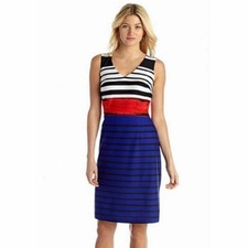 NWT Nine West Striped Colorblock Sheath Dress - Sz 4 -