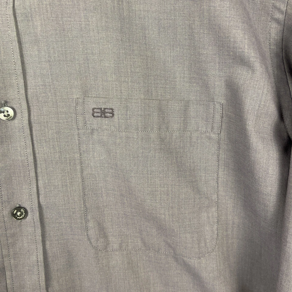 Camisa de vestir Balenciaga para hombre 17,5 - 34/35 XL gris carbón BB botón bordado Foto 2 de 4