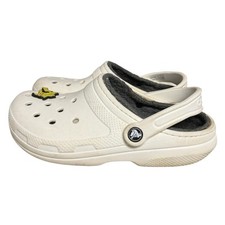 CROCS Unisex Classic Faux Fur Fuzz Lined White Clogs Size W7 M5