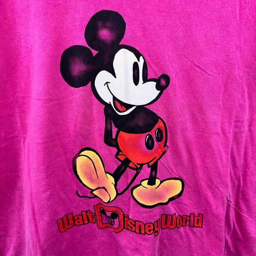 NWOT Walt Disney World Mickey Mouse Pose Vintage Wash VNeck Shirt Pink XL - Picture 5 of 9