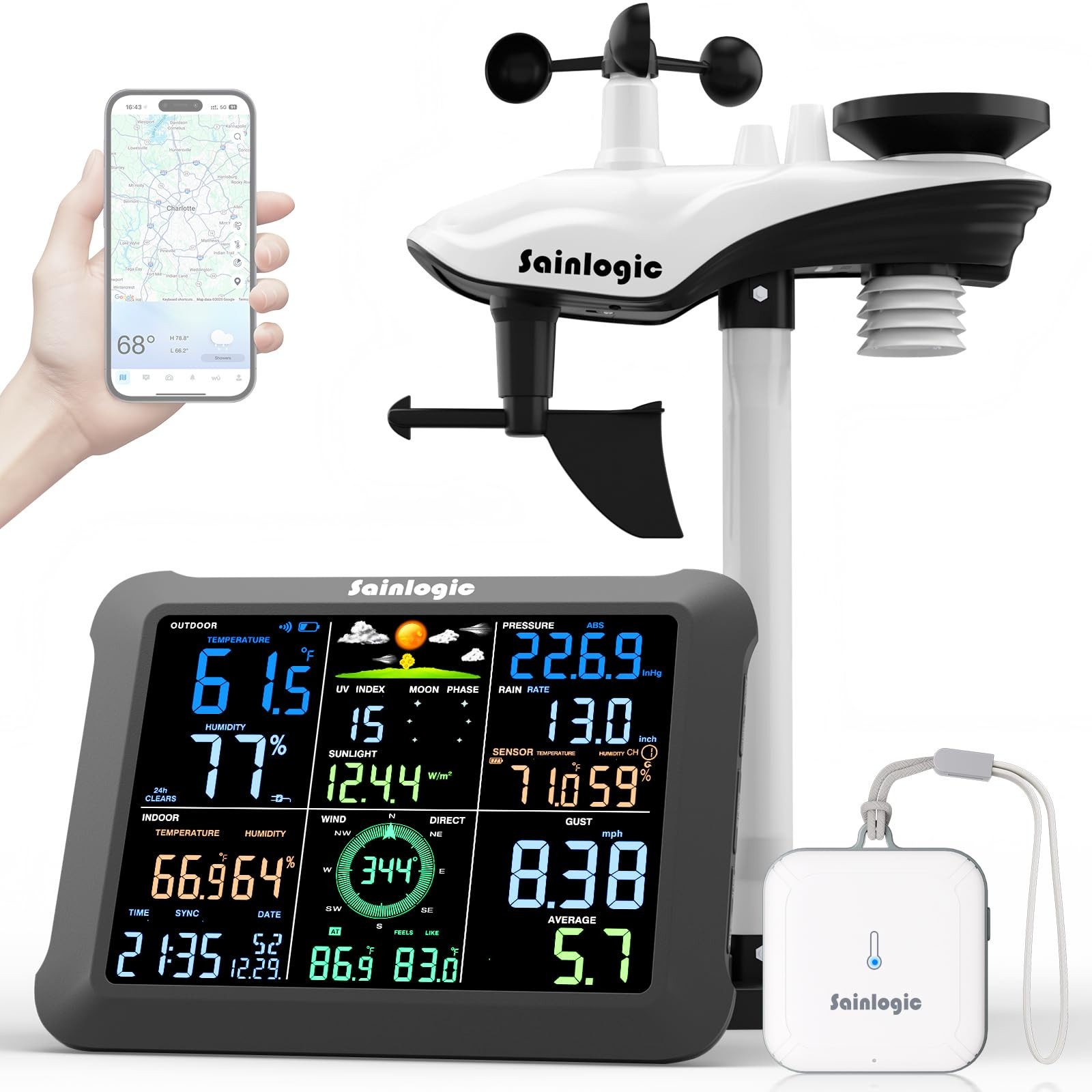 S Wireless Indoor Outdoor Sensor 24/7 Weather Forec...
