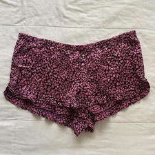 Vintage Victoria s Secret Pink Heart Print Silk Sleep Shorts Coquette Y2K M