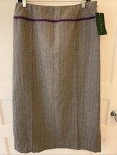 Harve Benard 12 Vtg NWT Pinstripe Maxi Skirt Gray/purple Side Zip Lined Slit