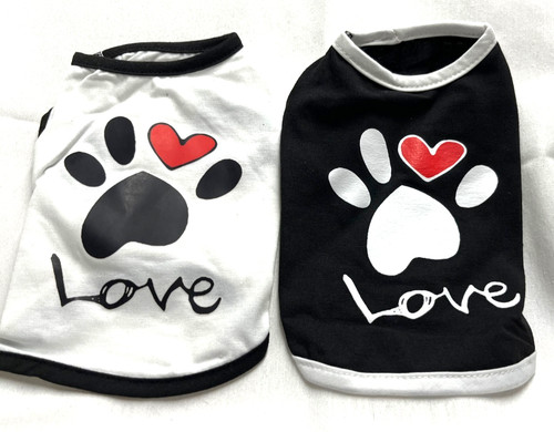 Small Dog Black and White Love Tees - Size XS