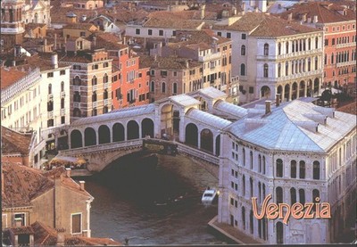 Venezia Rialtobrücke Postkarte Storti Edizioni 2005 Posted UK Stamp