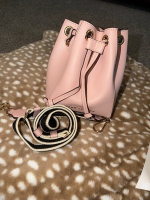 Marc Jacobs Pink Small Bucket Drawstring Crossbody Bag Detachable Strap Gold