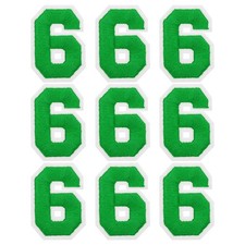Patch ricamato numero 6 per ferro da stiro 2" verde (confezione da 9)