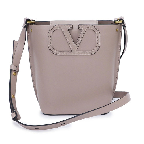 Valentino Garavani V-Logo Small Bucket Bag Calfskin Poudre #1028