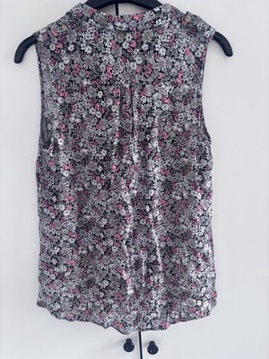  Oasis Pink & Grey Sleeveless floral Summer Blouse size 12 
