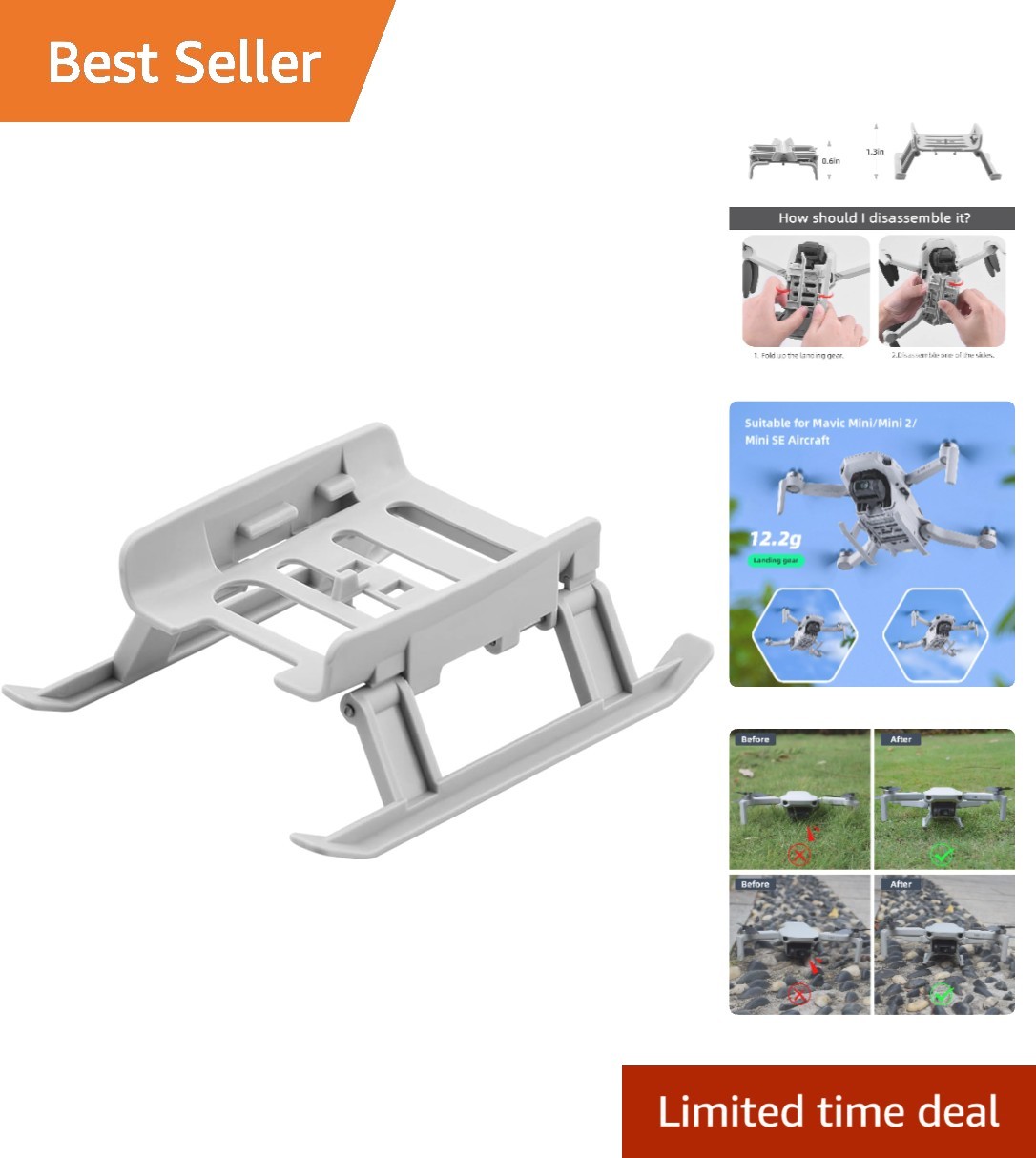 Lightweight Foldable Landing Gear Extensions for DJI Mini & Mavic Mini Drones
