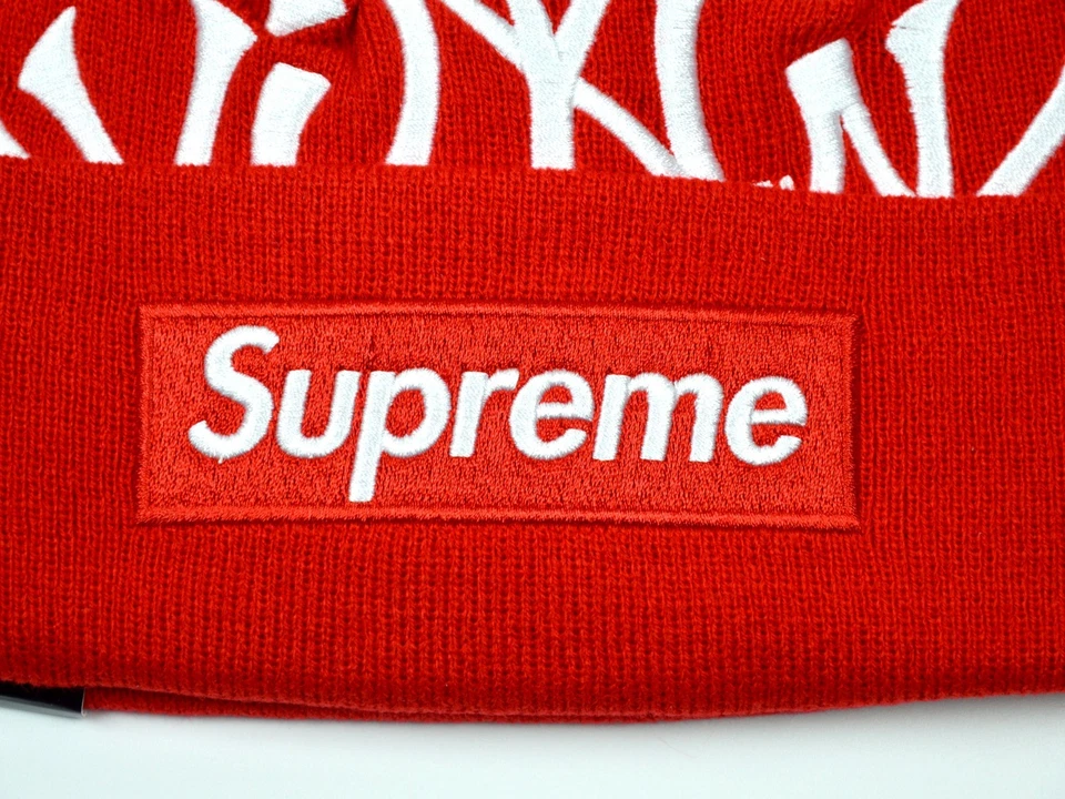 Supreme New York Yankees New Era Box Logo Beanie Red - Image 4 of 4