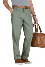 Mens Cotton Chino Trousers with Discreet Side Elasticated Stretch Waistband